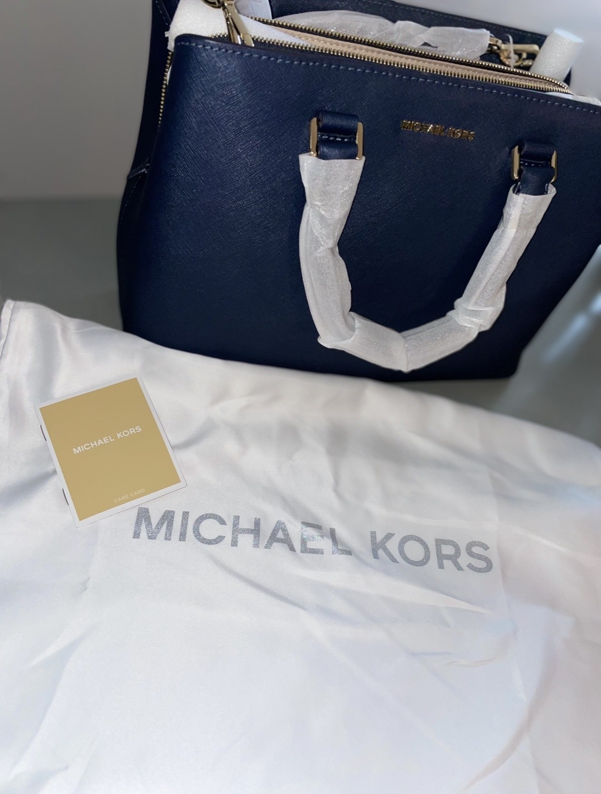Michael Kors Savannah Satchel Leather Admiral Navy Blue