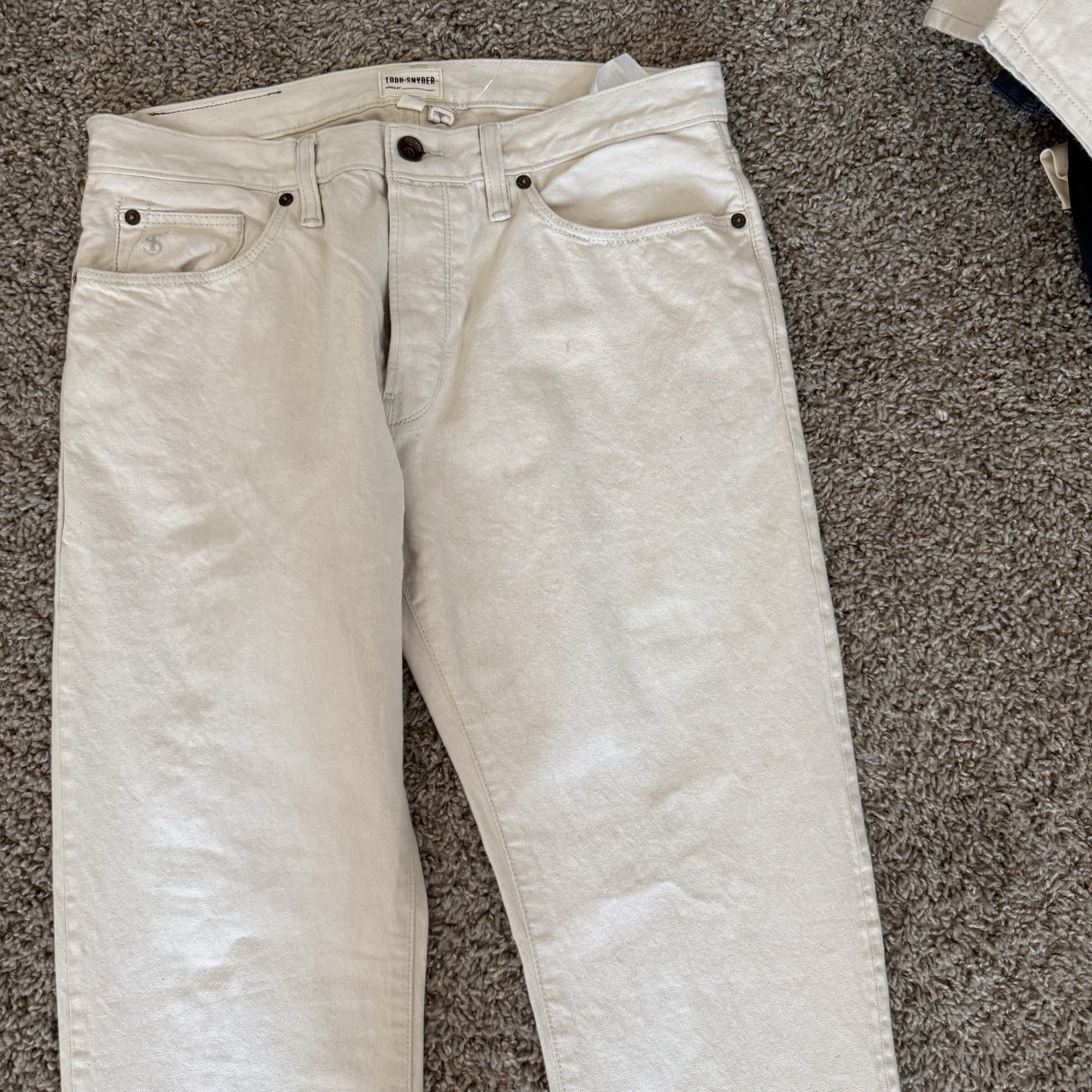 TODD SNYDER Selvedge Jeans Men’s SIZE 32X34 Slim Straight Fit Cream Casual