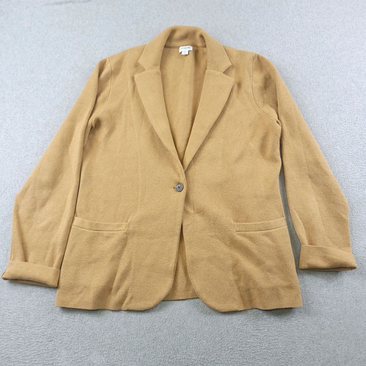 J Crew Schoolboy Blazer Womens Medium Brown Cotton Knit Sweater Jacket