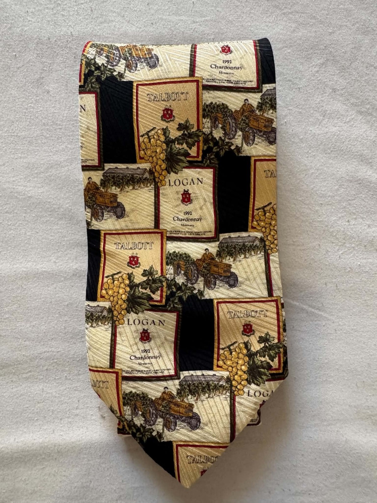 Robert Talbott Men’s Silk Novelty Wine Label Print Woven Designer Tie