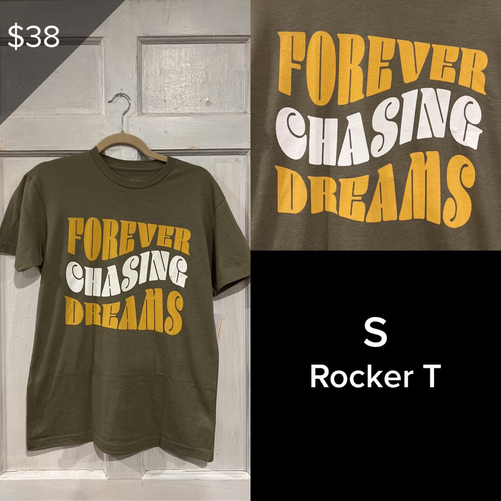 LuLaRoe BRAND NEW Rocker T Shirt Small Green Forever Chasing Dreams