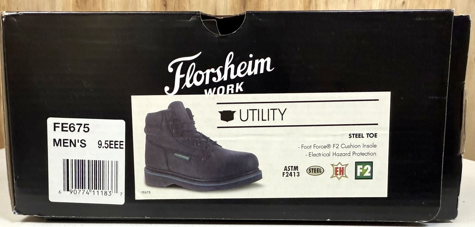 Florsheim Utility Steel Toe Work Boots Men’s SIZE 9.5 EXTRA WIDE Leather FE675 z