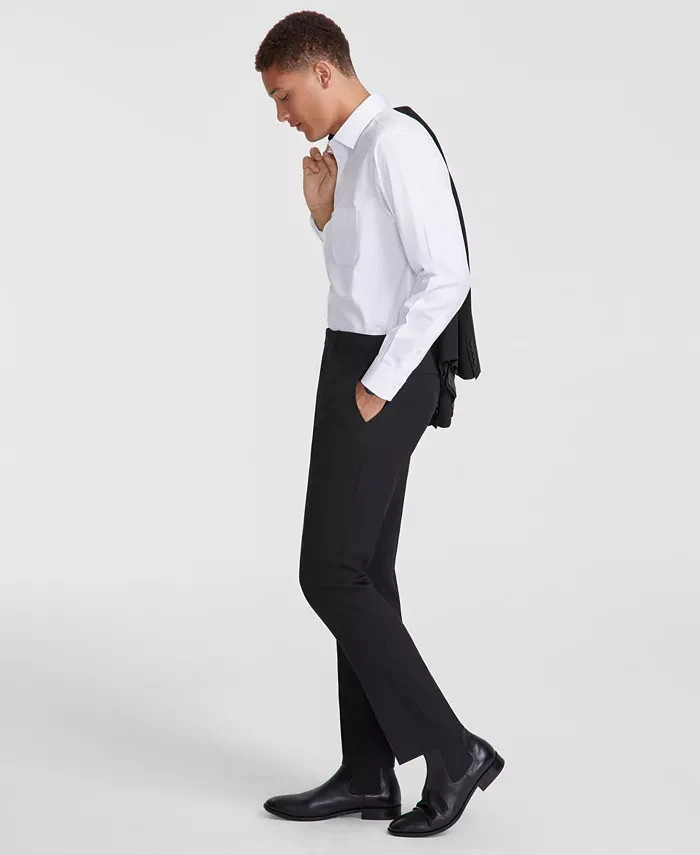 $520 DKNY Men’s Black Modern Fit Nested 3 PC Vested Suit 42 R 35 x 32 zjl0626a