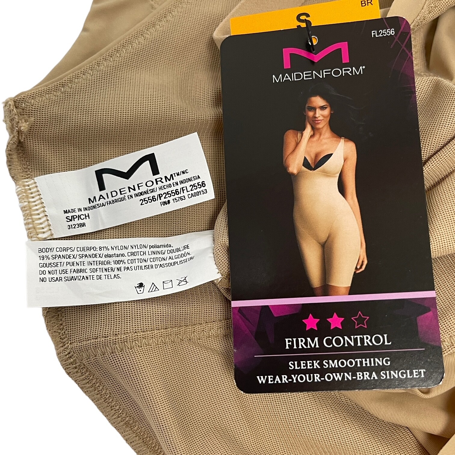 Maidenform Bodysuit Open Bust Mid Thigh Firm Control Sleek Slimmer Singlet P2556