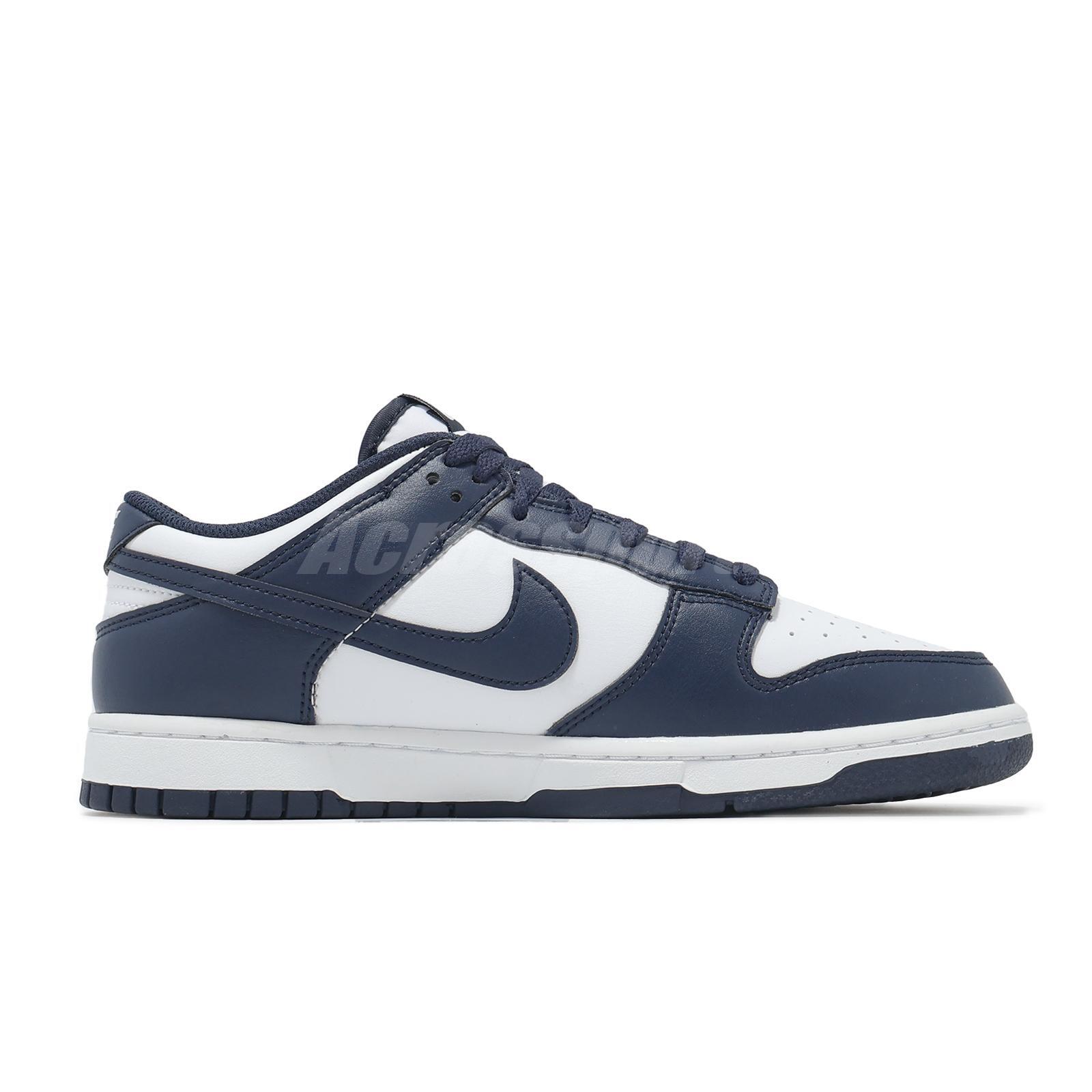Nike Dunk Low White Midnight Navy Men Casual Lifestyle Shoes Sneakers HF5441-107
