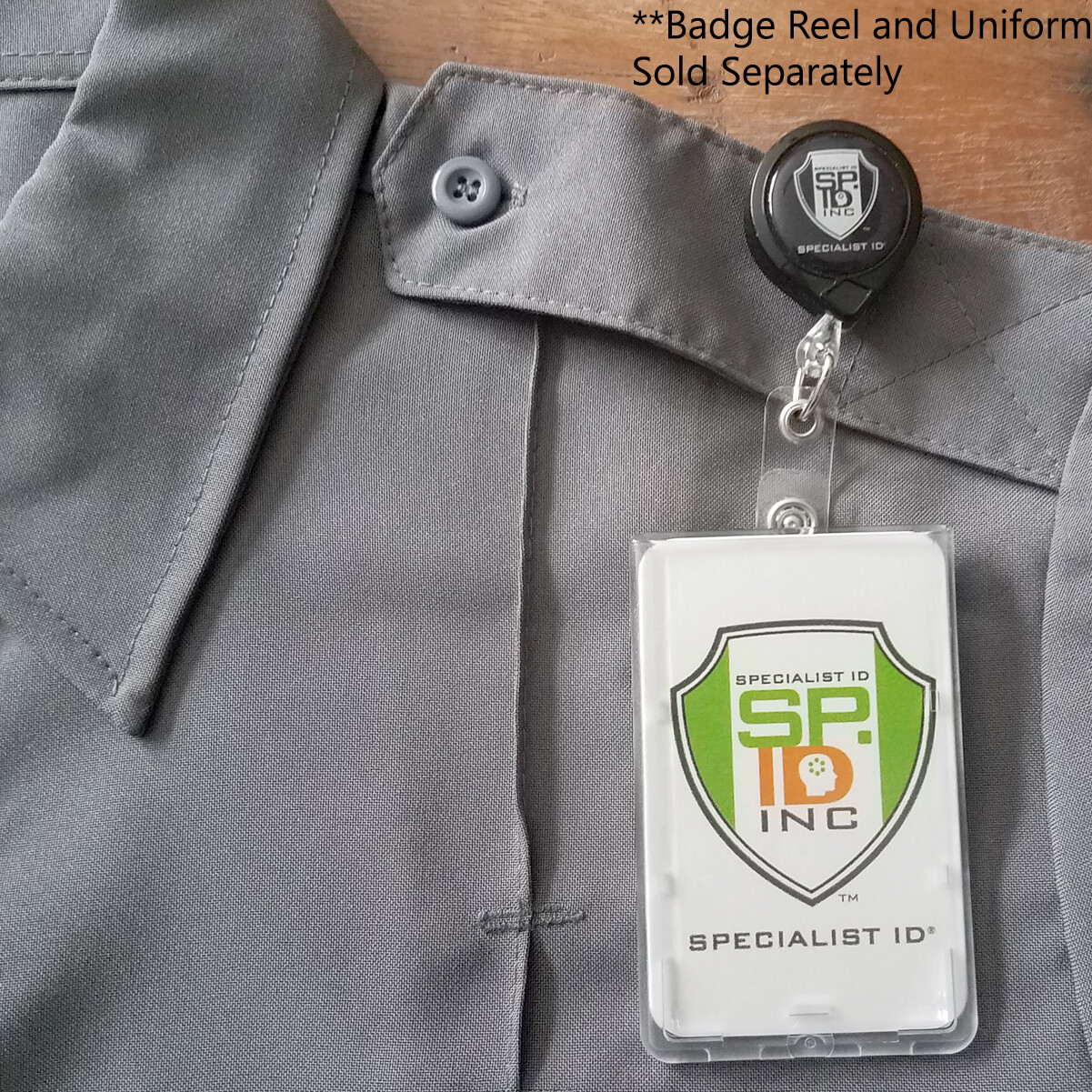 10 Heavy Duty Vertical ID Badge Holders -Rigid Hard Clear Plastic- HOLDS 1 CARD