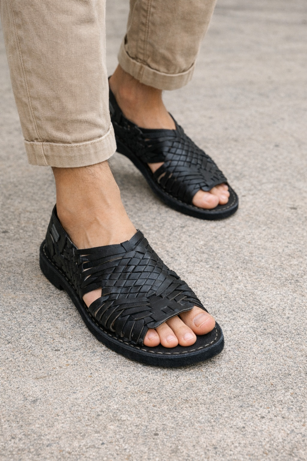 Men’s Handmade Huarache Sandals Open-Toed 100% Leather with Tire Sole