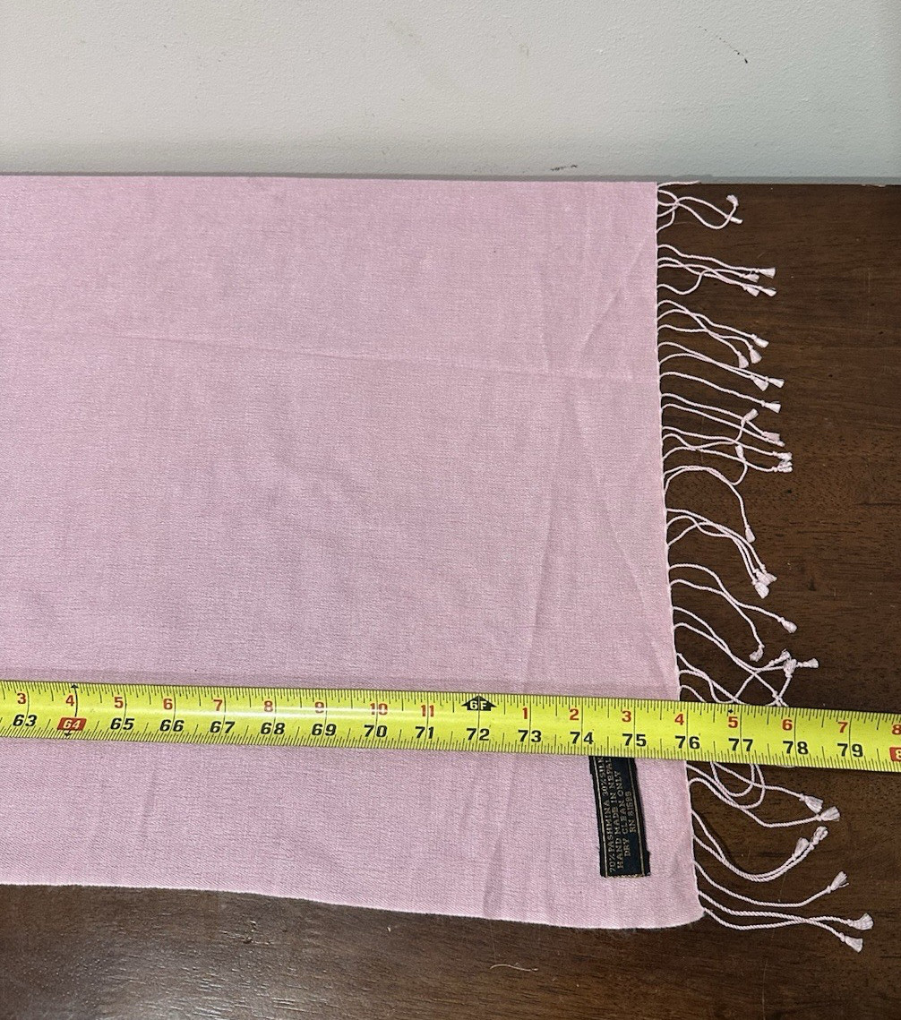 Pashmina silk pink shawl scarf handmade in Nepal with tassels 27″ X 76″