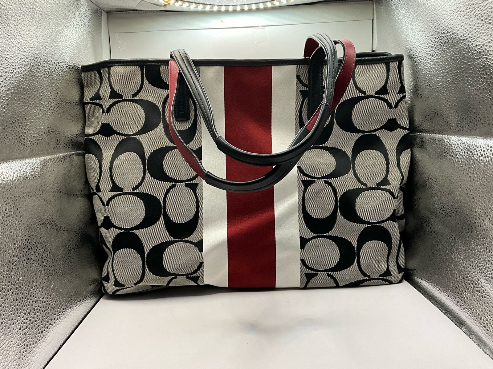 Coach Signature Stripe Tote Bag F1282-10054