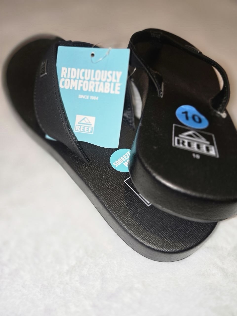 REEF Black Thong Sandals Comfort Slip-On w/ Logo Accent Women’s US 10