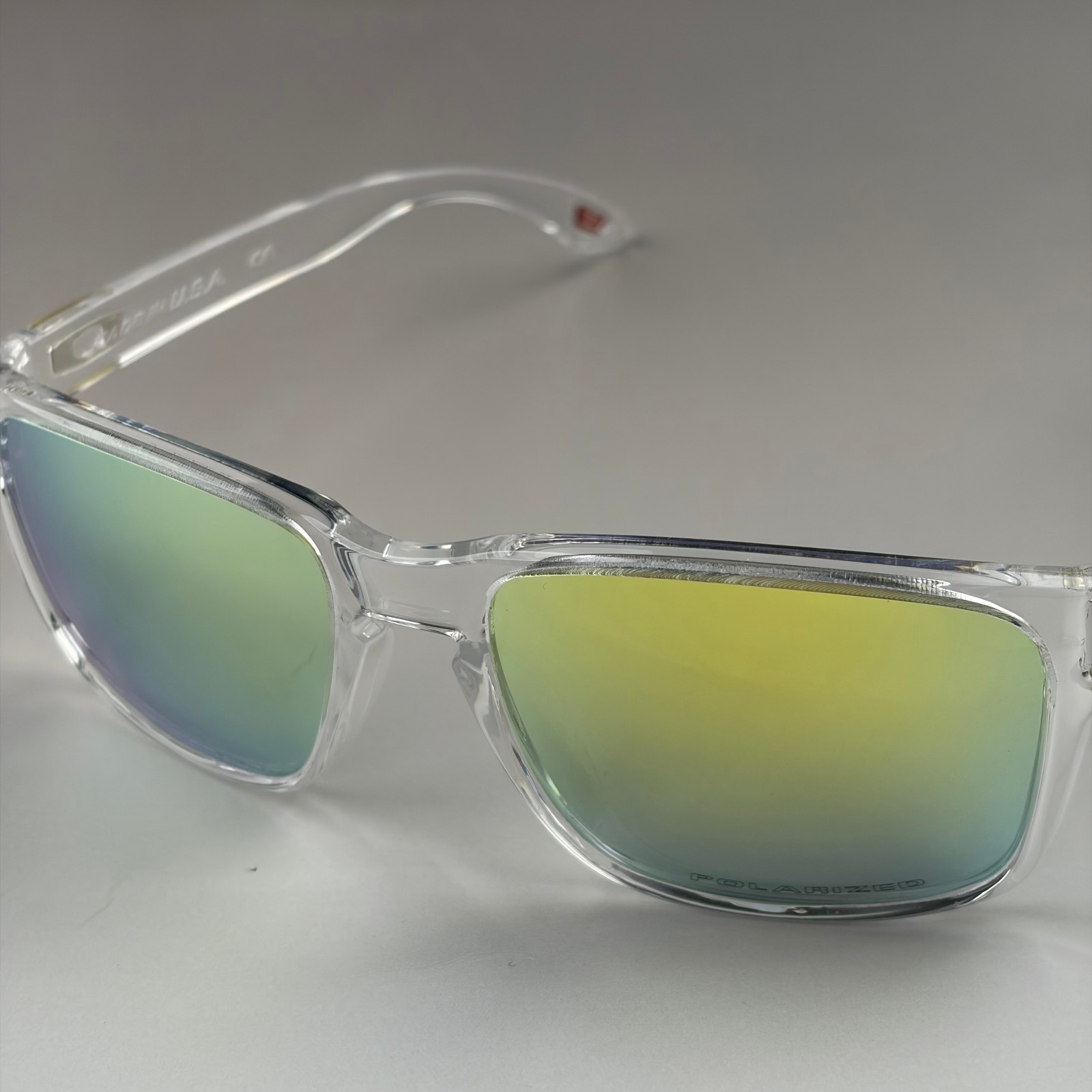 Oakley Holbrook Sunglasses Polished/Clear Frame Gold Lens Polarized Square New