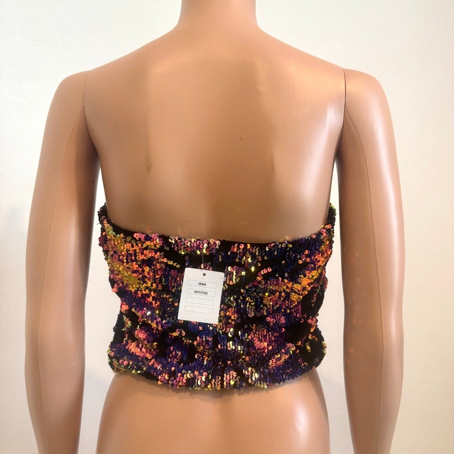 Urban Outfitters medium multicolor sequin velvet tube top TS 3289