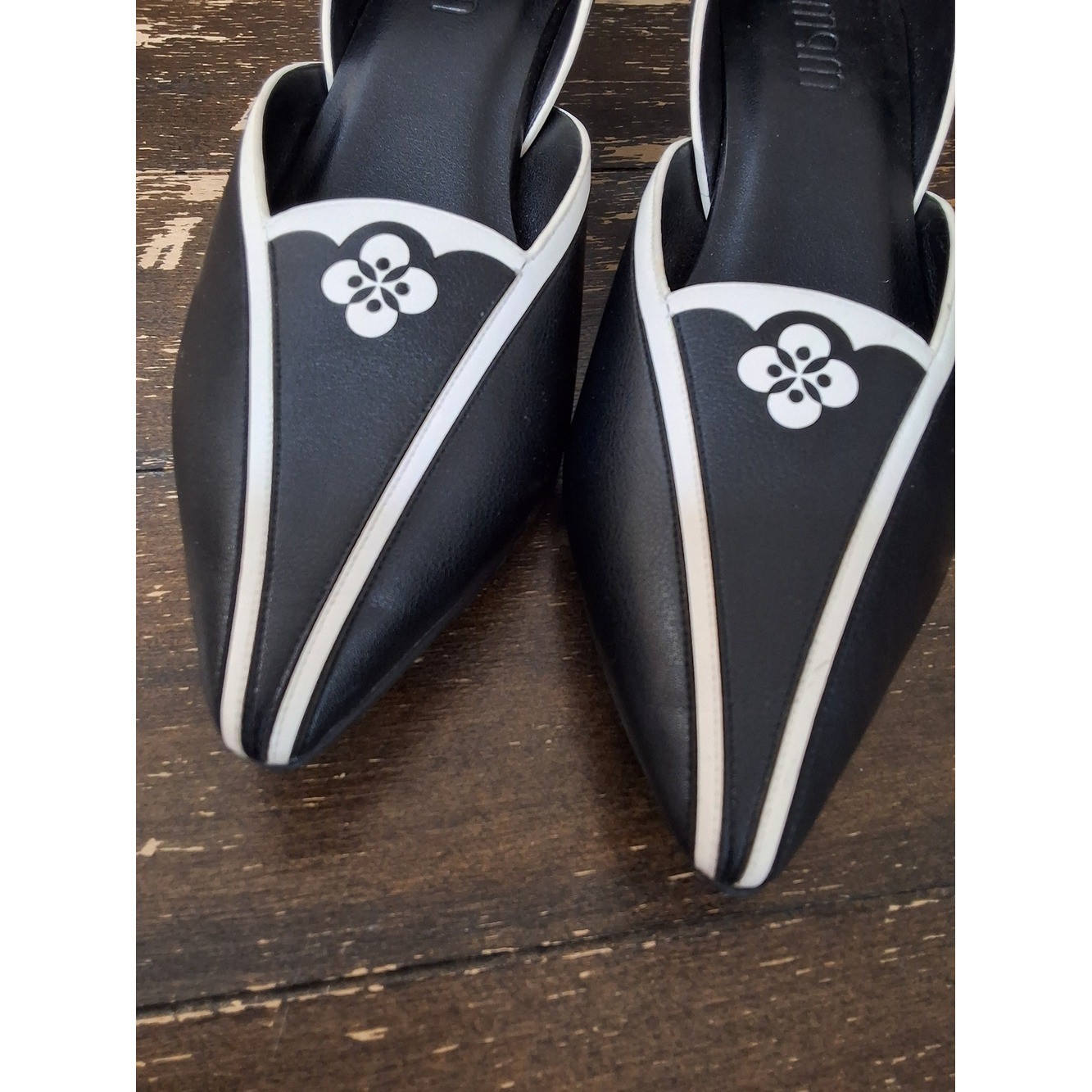 AMPM Black and White Pointed D’Orsay Flats