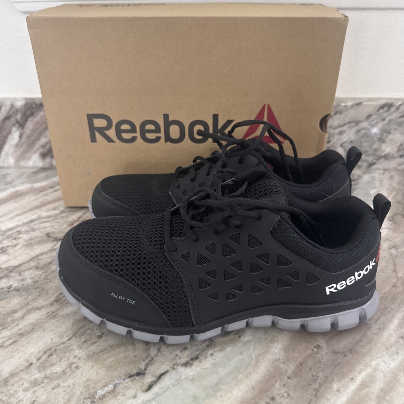 NIB Reebok Sublite Cushion Work Alloy Toe RB4041 Men’s Black Sneaker Sz 8 4E