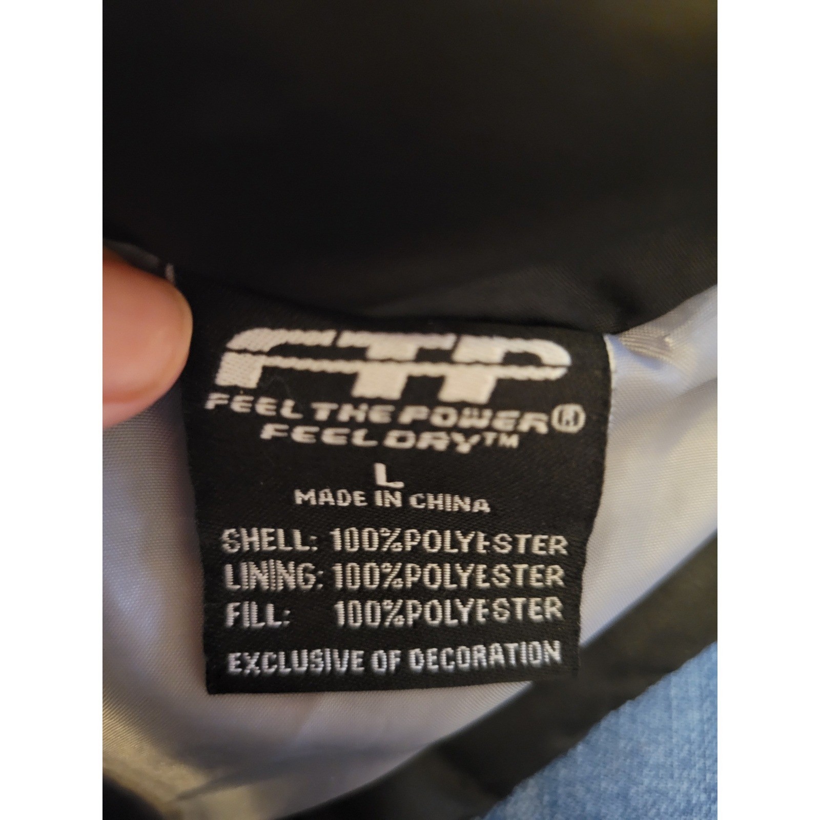 FTP Feel The Power PufferVest Mens Large Black Full Zip Quilted Sleeveless L 803