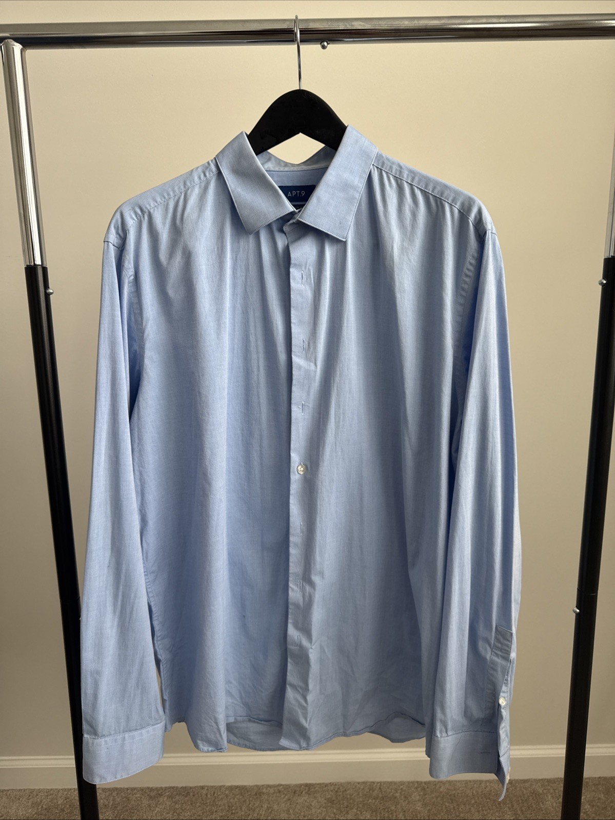 Apt. 9 Premier Flex Slim Fit Blue Dress Shirt, Collared, Size XL 17-17.5, 36/37