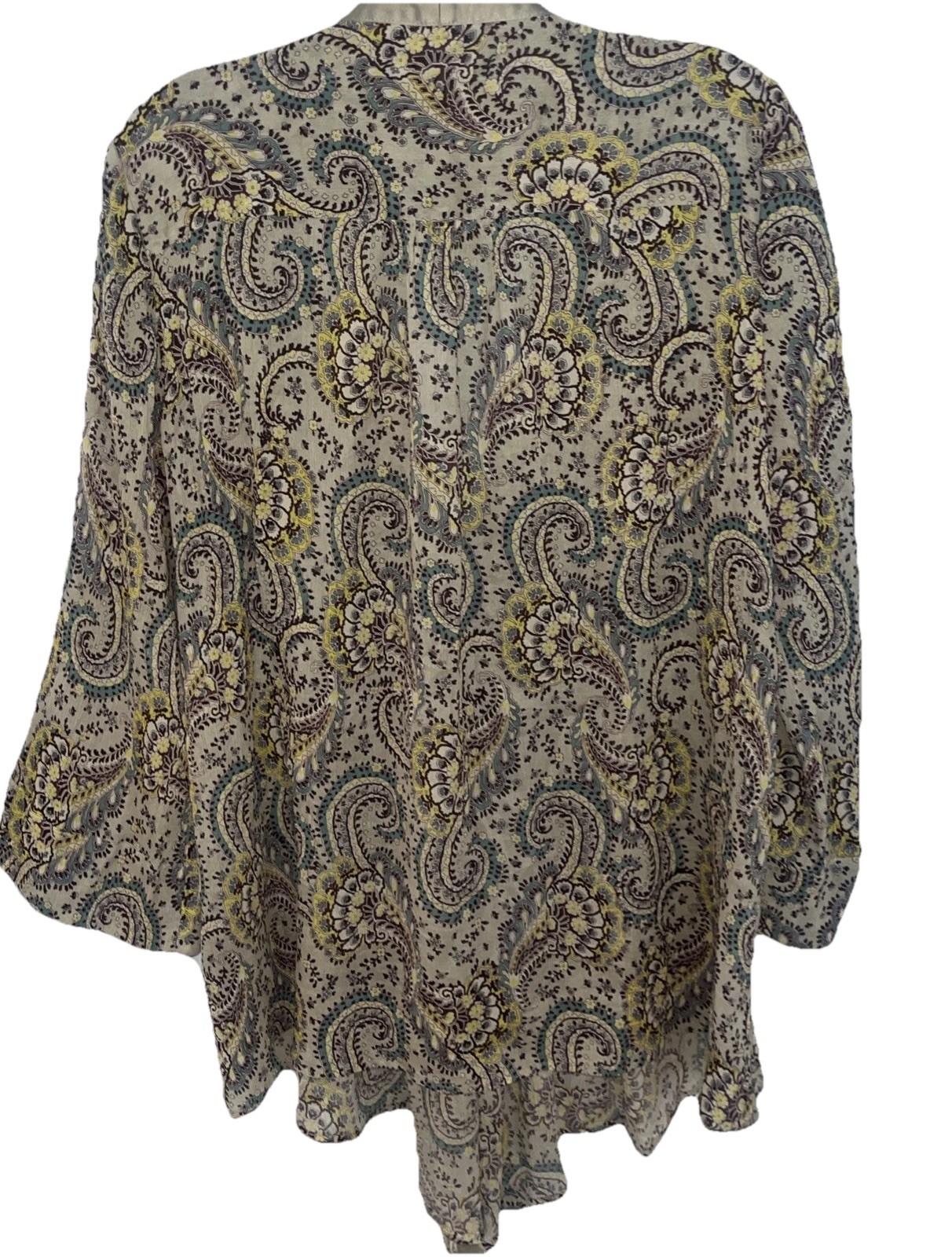 Elizabeth and James Silk Paisley Boho Blouse Top Large v2