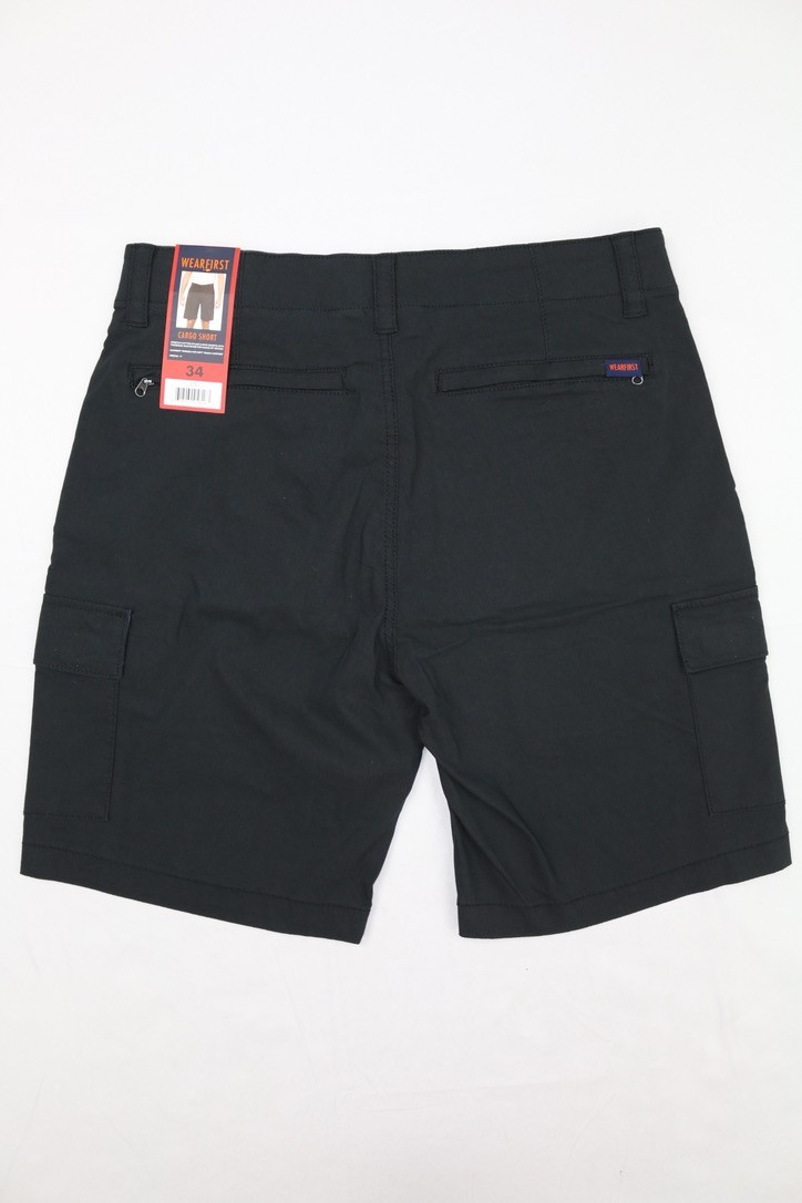 Wearfirst Mens Cargo Short Black Sz M 9in Inseam Stretch Soft Touch Comfort