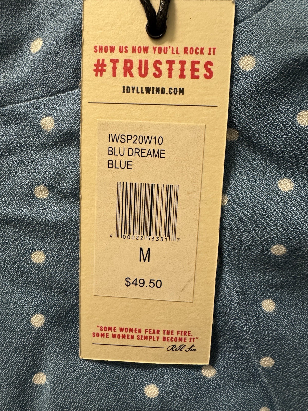 IDYLLWIND WOMEN’S Medium DREAMER OFF THE SHOULDER POLKA DOT TOP NWT