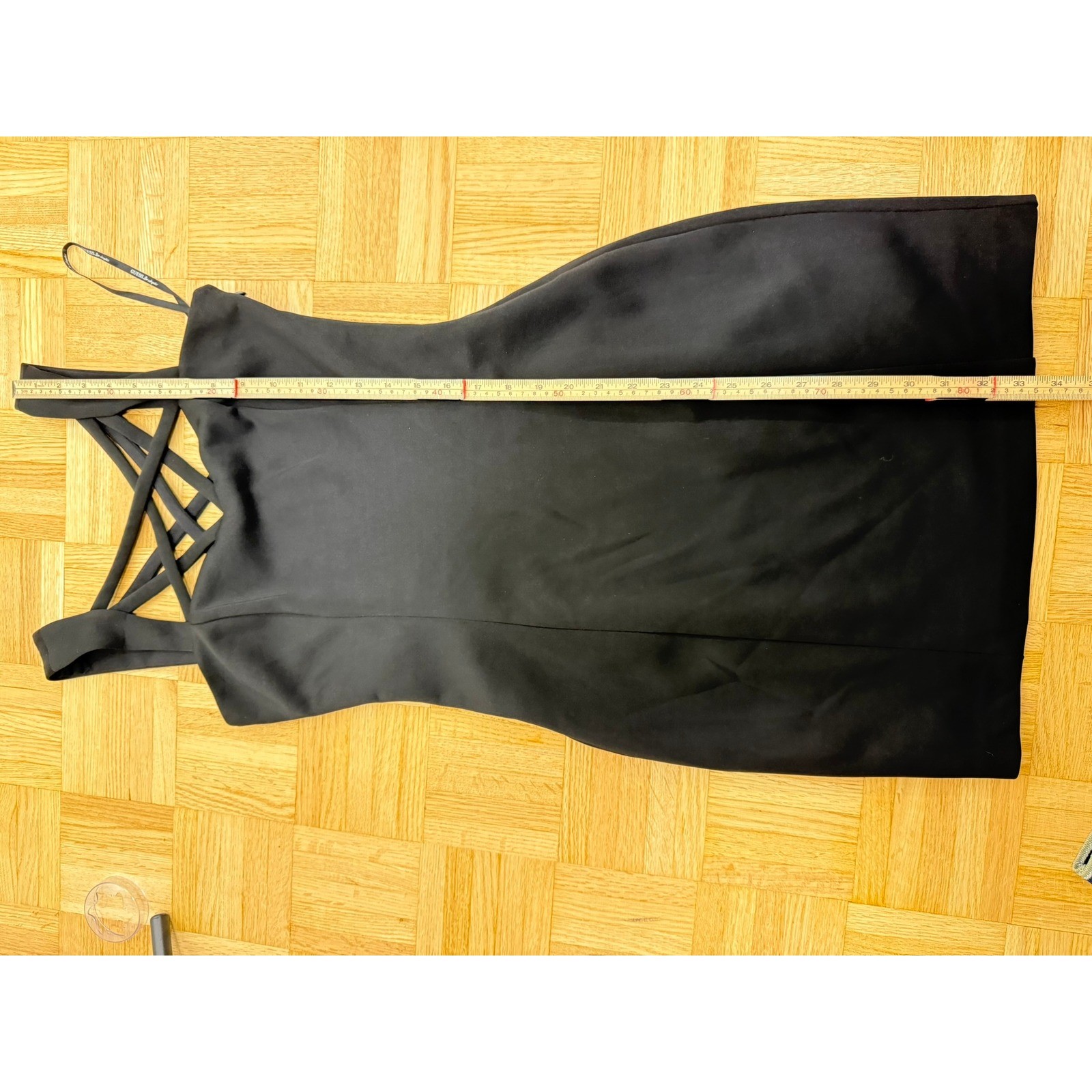 GUESS Los Angeles Black Bodycon Dress Cage Strappy Neck Mini Sheath LBD