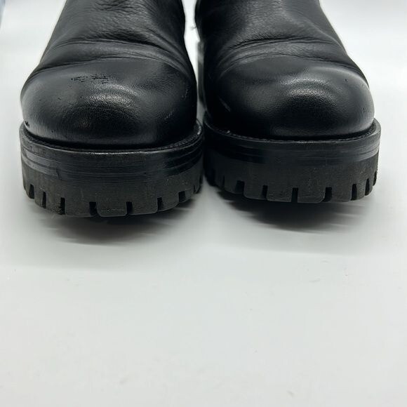 4US Cesare Paciotti Black Buckle Boots Women’s EU 40 Leather Side Zip Emo Goth