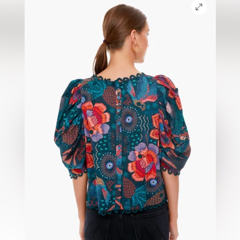 Farm Rio River Creatures Women’s Floral Blouse Size XS