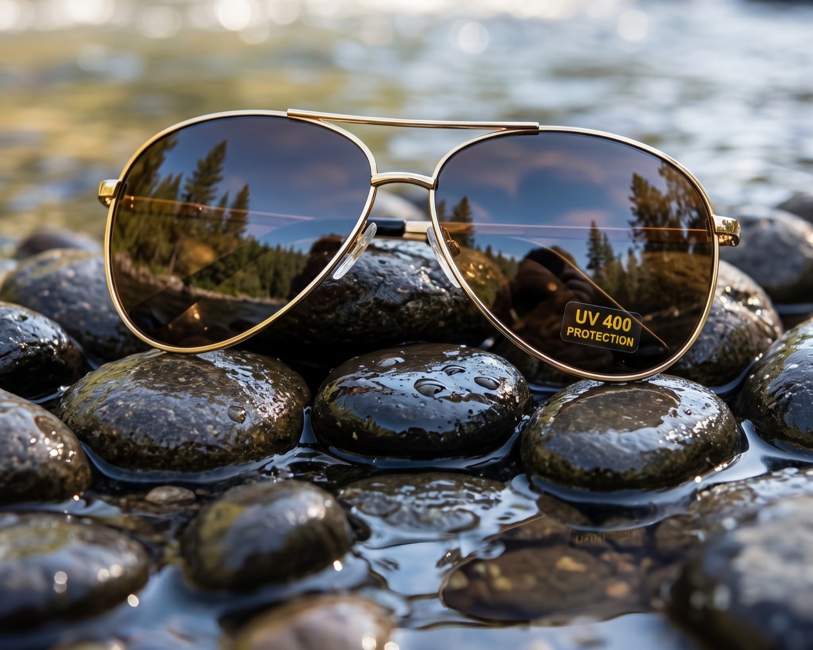 Aviator Sunglasses Gold Frame Brown Lens UV400 Polarized Men Women Classic