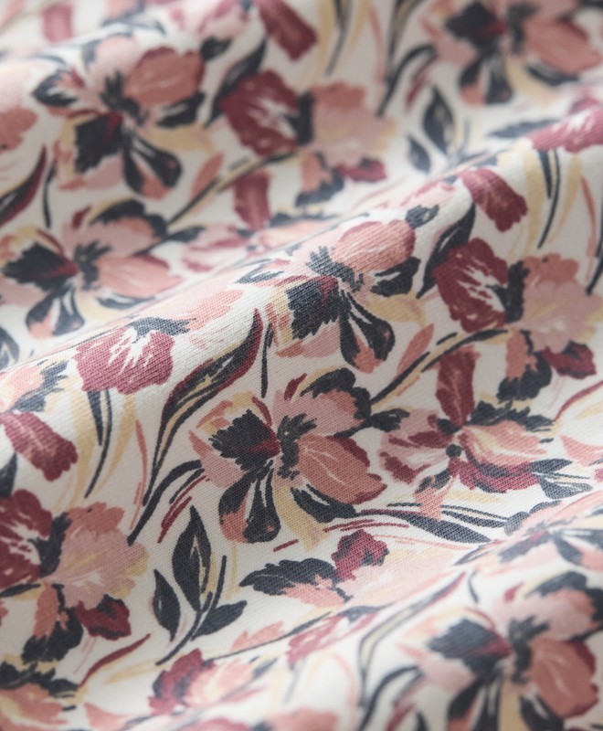 PACT Organic Fit & Flare Signature Scoop Dress Paradise Petals Cream