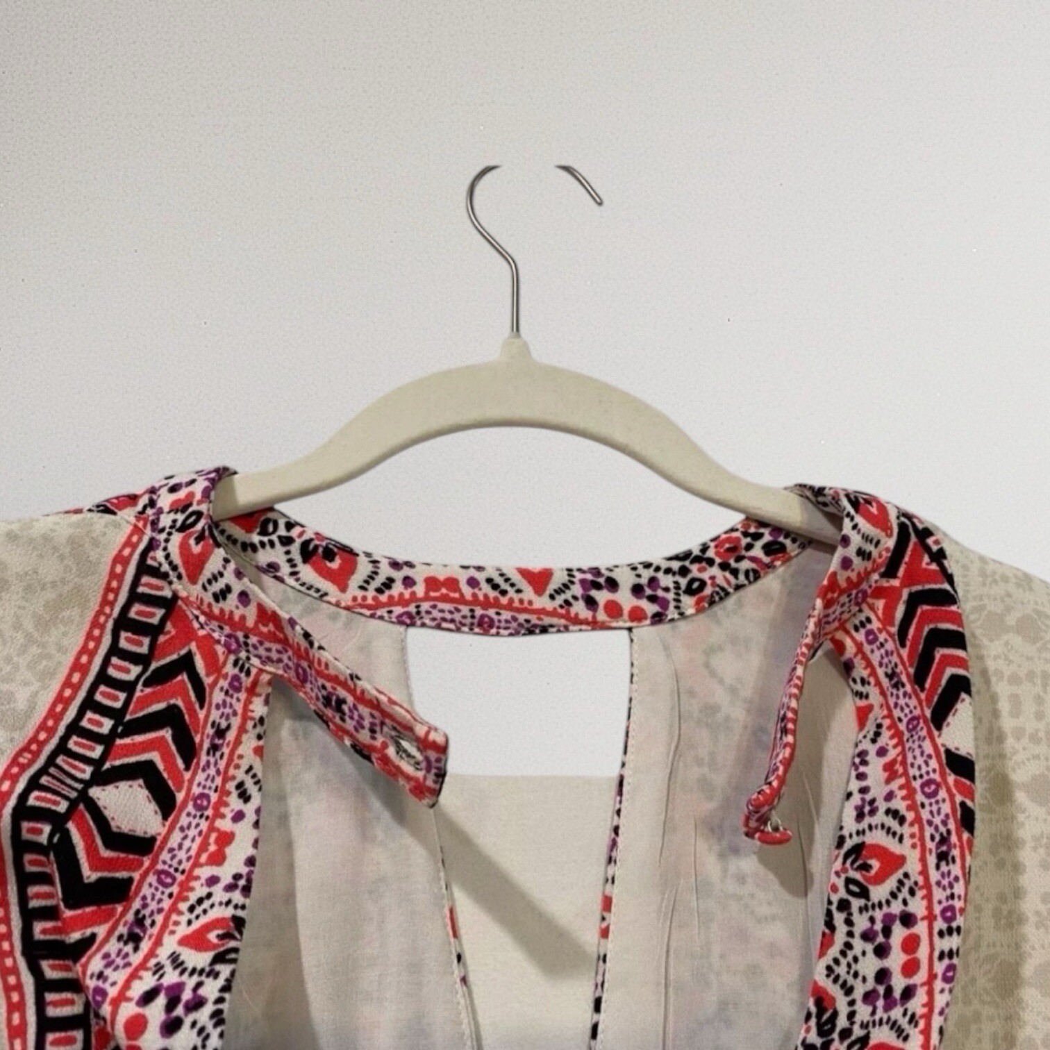 Free People Tegan Border Print Keyhole Mini Dress Size 2 Boho Summer Chic $108