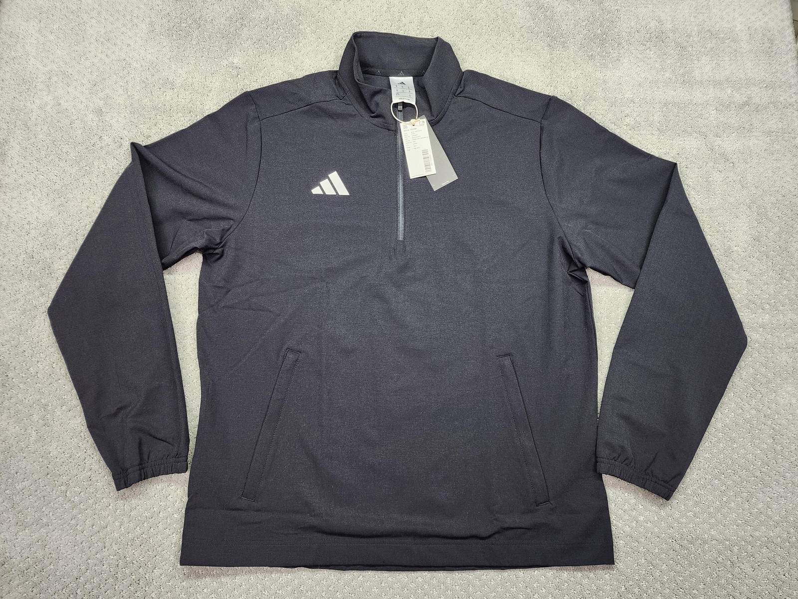 Adidas Ultimate Woven Jacket Mens Medium Black Golf Windbreaker 1/4 Zip KE6381