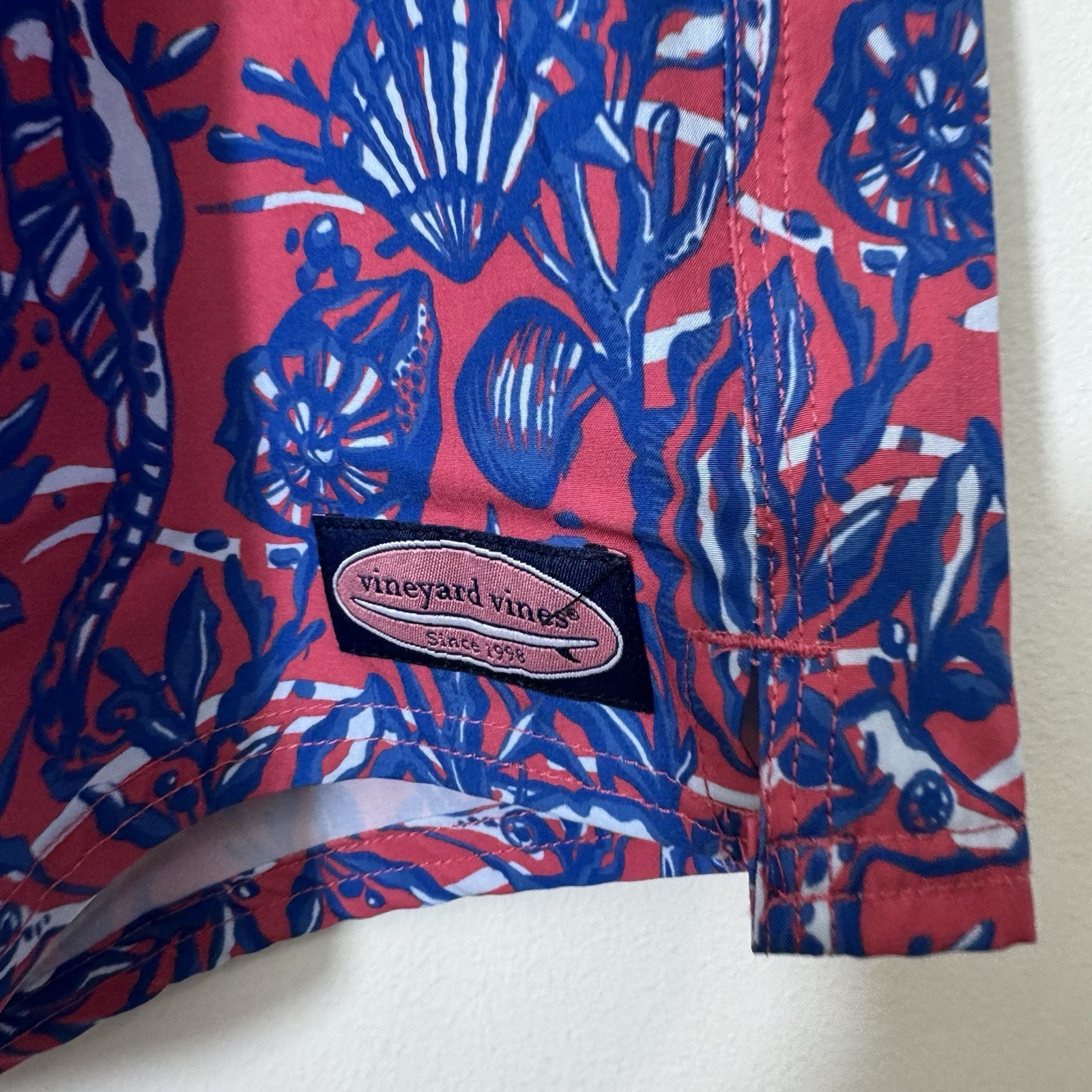 Vineyard Vines Men’s Swim Trunks Shorts Size XXL Pink Seahorse Print Drawstring