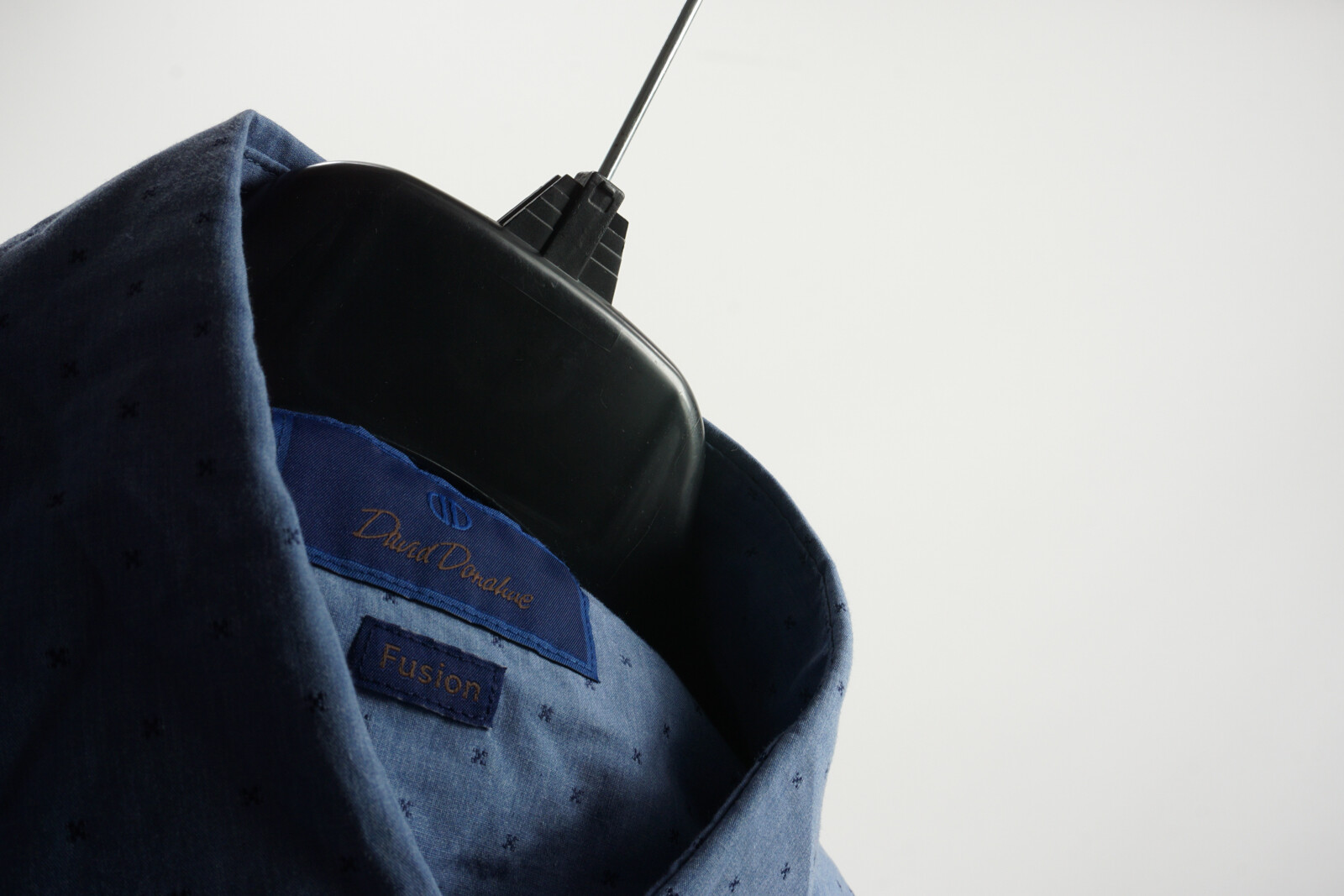 New David Donahue Heathered Dobby Fusion Shirt Men’s Medium Poplin Denim Blue
