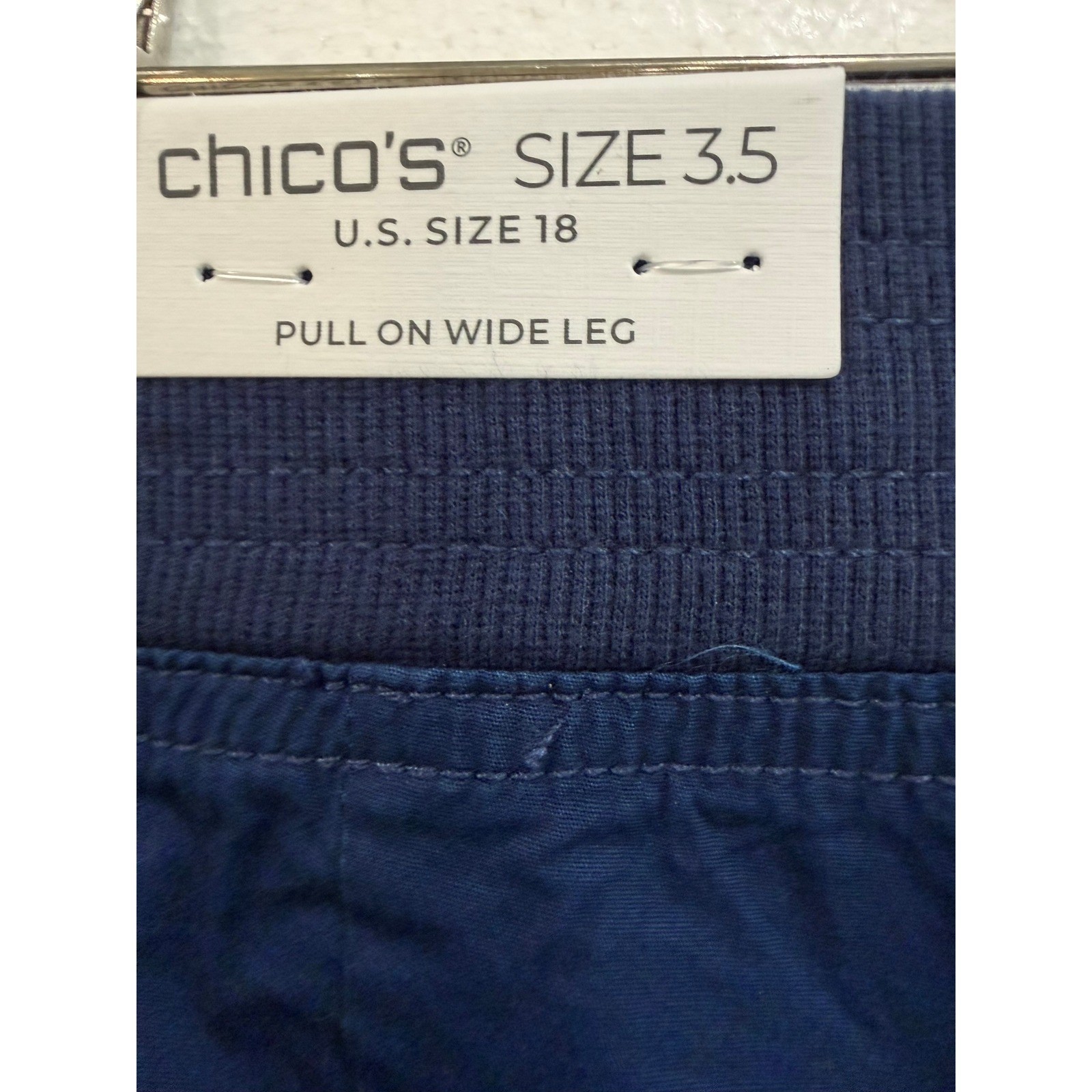 Chicos Pull On Poplin Culotte Wide Leg Crop Pants Navy Blue 3.5 US 18