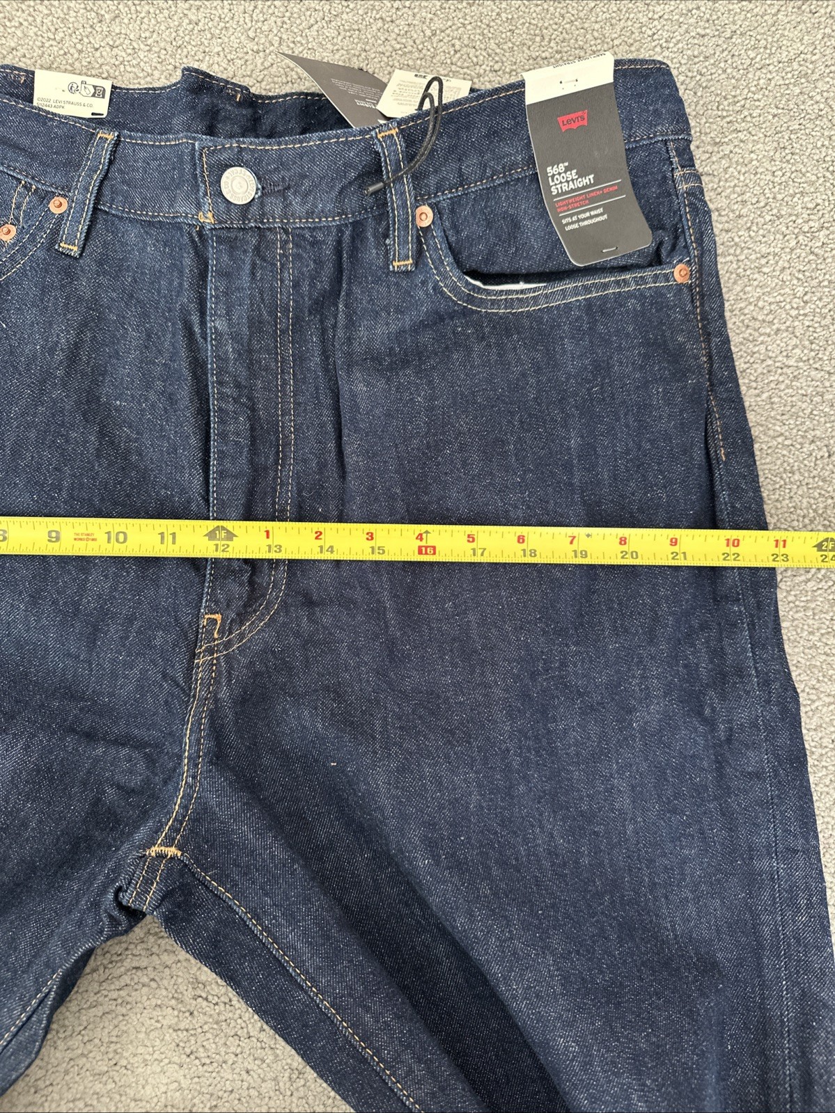 Levis 568 loose straight jeans Dark Blue Cotton Linen Jeans Men’s Sz 38Wx31L