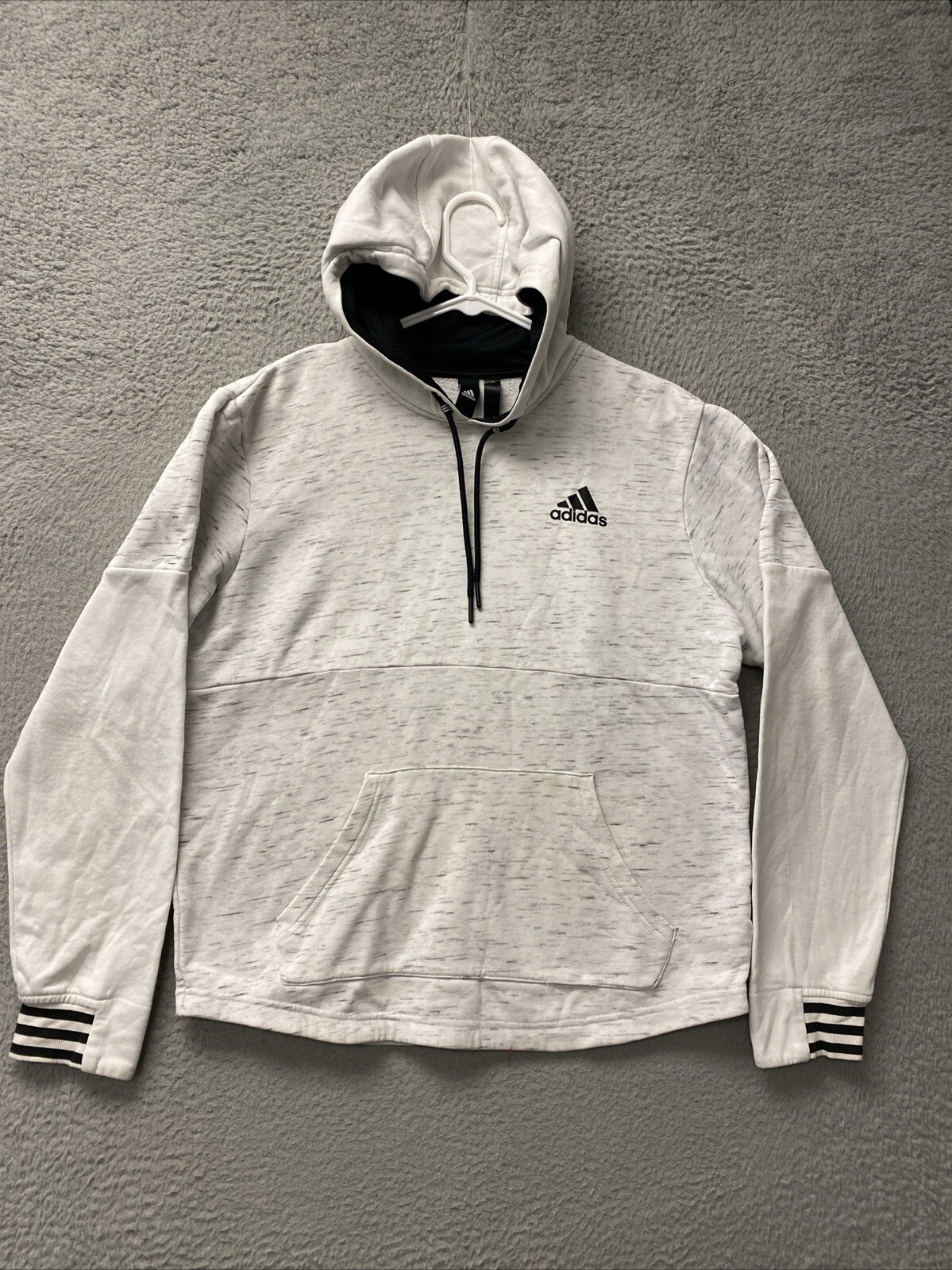 adidas men Loose S Essentials French Terry 3-Stripes Full-Zip Hoodie / 118-53