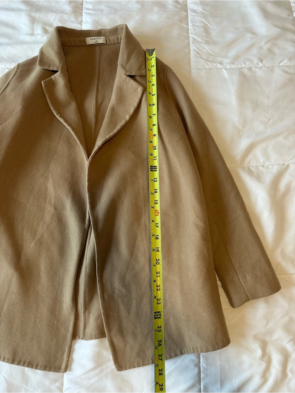 Aritzia Babaton Camel Wool Open Front Blazer Coat Mid Length Size XS
