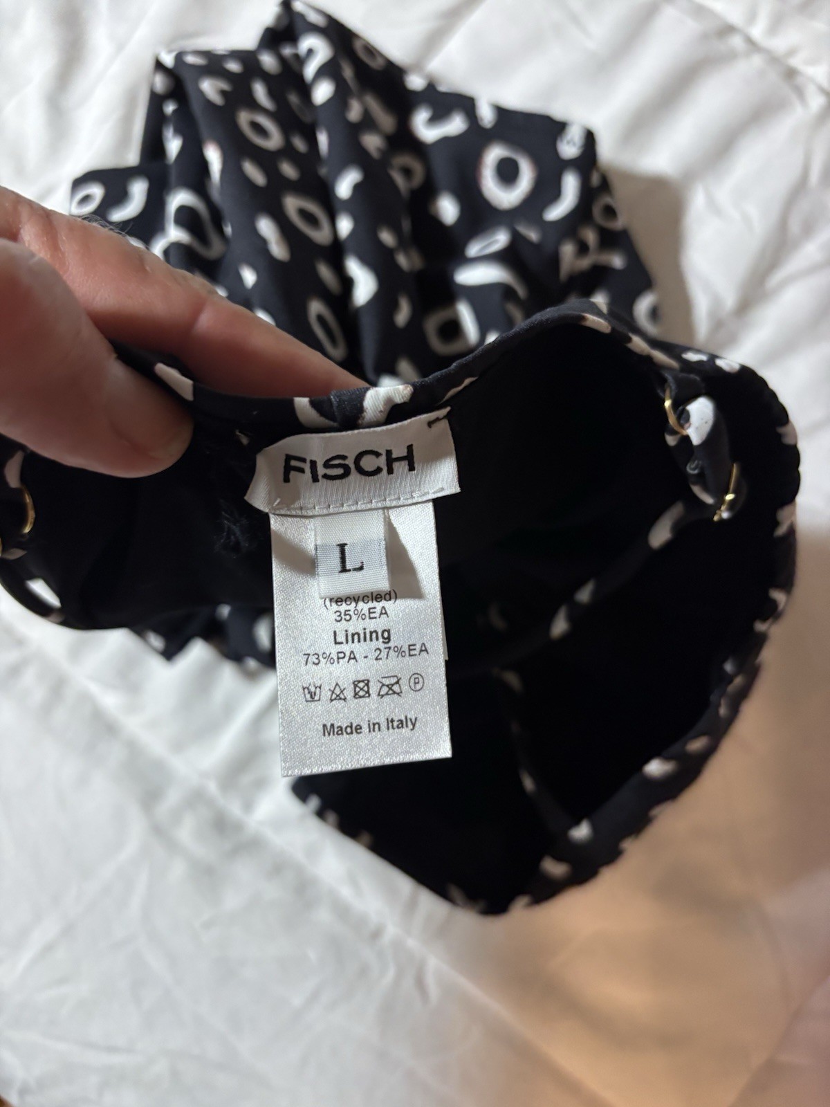 Fisch Regatta Eagle Ray 1 Piece Bathing Suit Black/white Large Made In italy