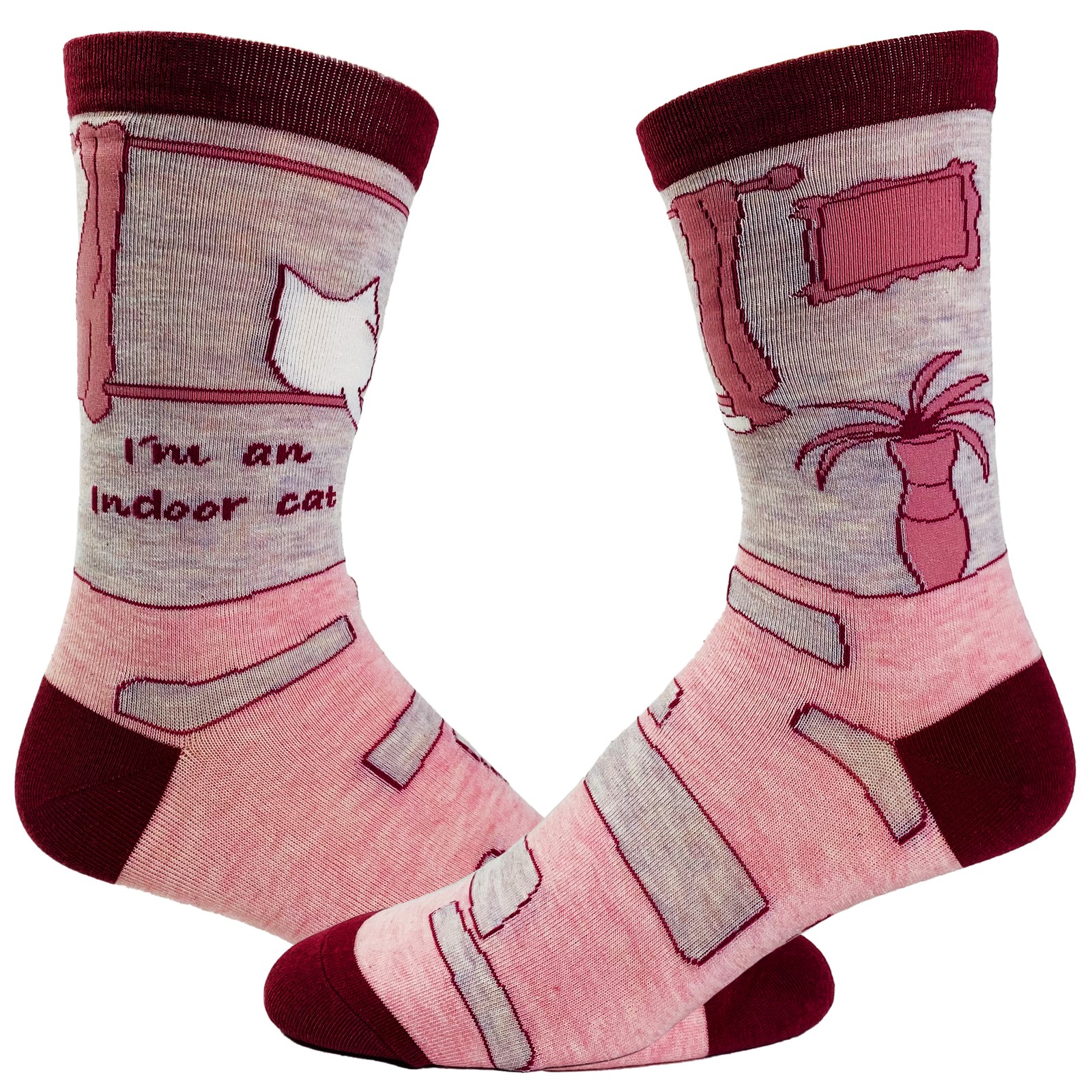 Women’s I’m An Indoor Cat Socks Funny Pet Kitty Cat Introvert Novelty Graphic