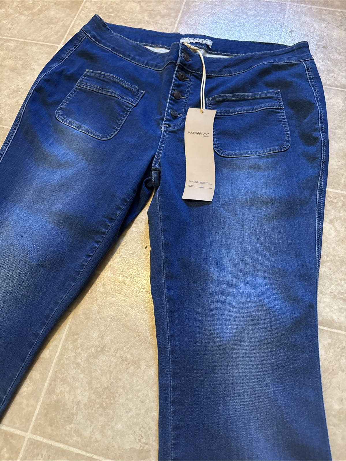 NWT BLUE SAVVY Button Fly Bubba Flarex Denim Jeans Women’s Sz 22