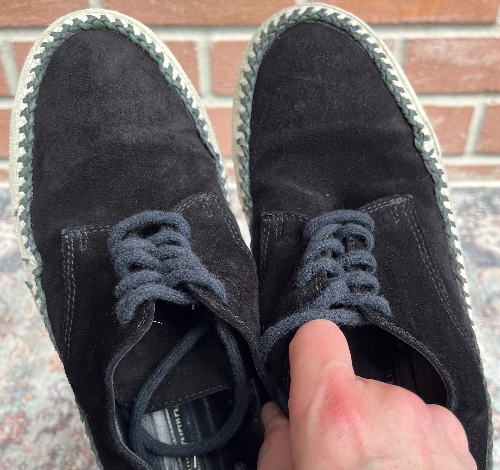 Ann Demeulemeester Black Suede Whipstitch Low Top Sneakers / Size EU 40 US Men 7