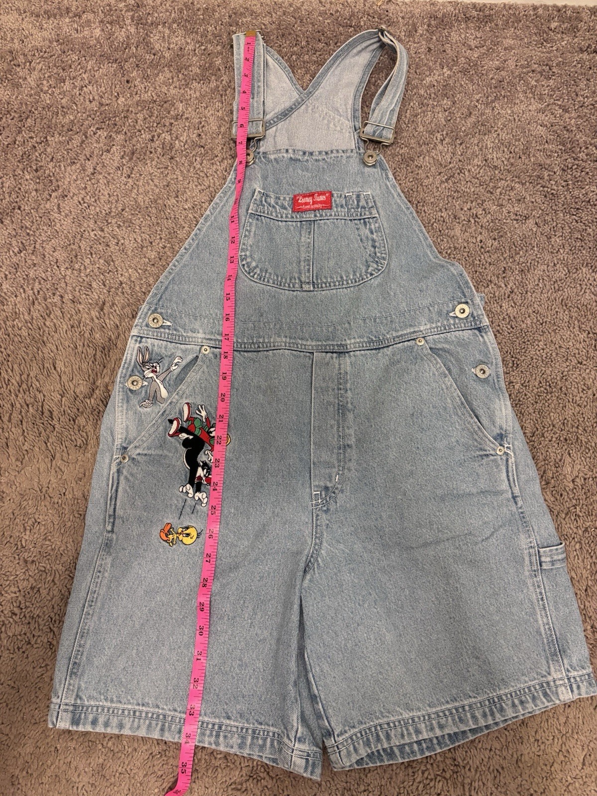 Warner Bros. Looney Tunes Denim Overall Romper Embroidered Blue Women’s S