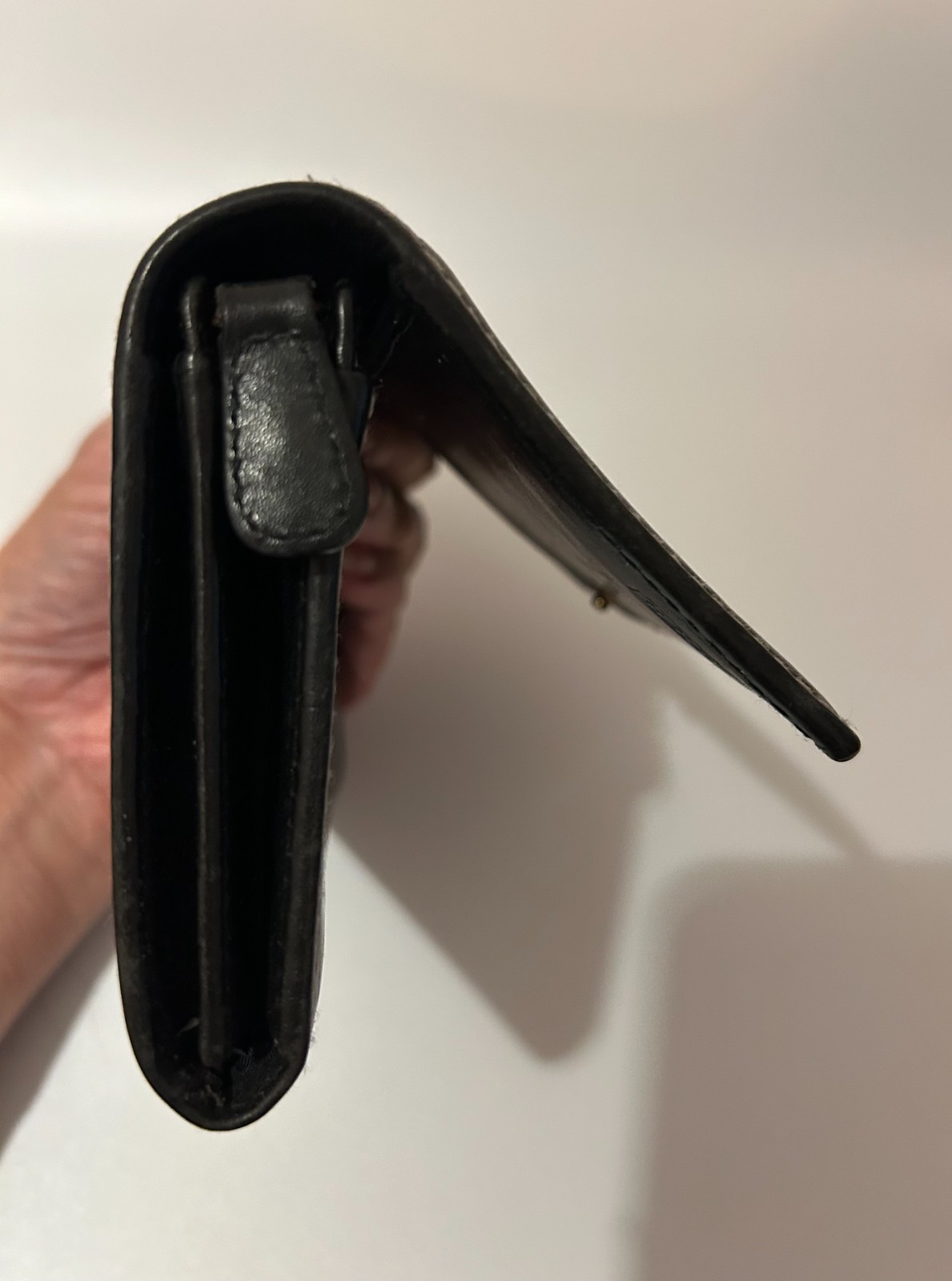 Coach Y2K Black Leather Bifold Wallet Embossed with CC Monogram Zip Coin Purse