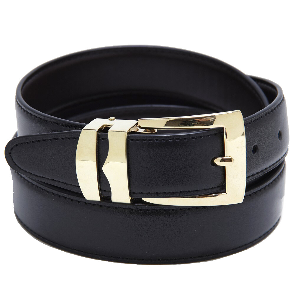 Men’s Belt Reversible Bonded Leather Belts Gold-Tone Buckle Over 20 Colors
