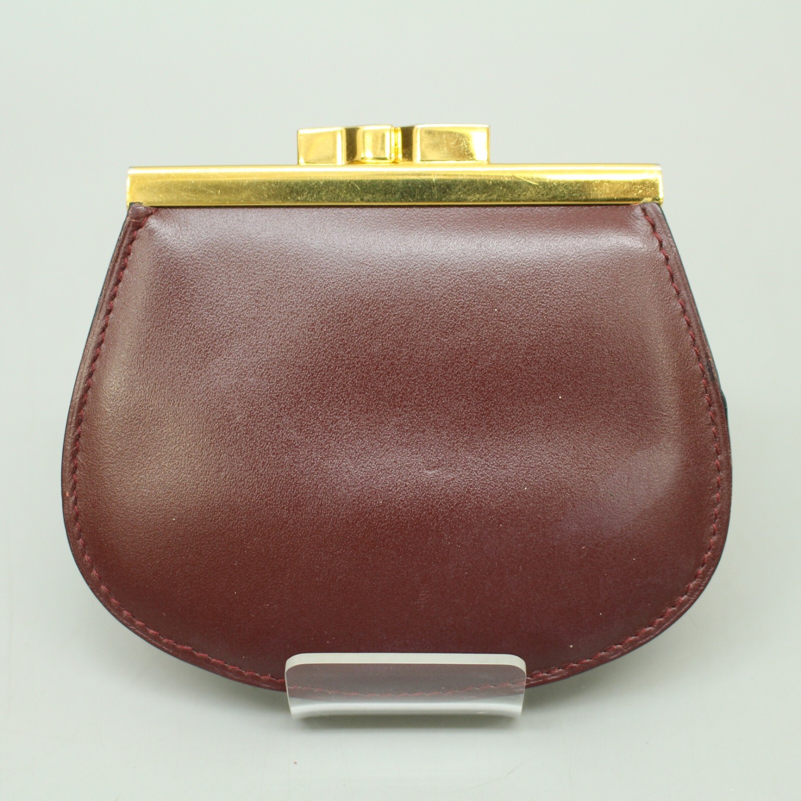 Cartier Vintage Coin Case Gama-guchi Leather Bordeaux Burgundy Coin Case 114