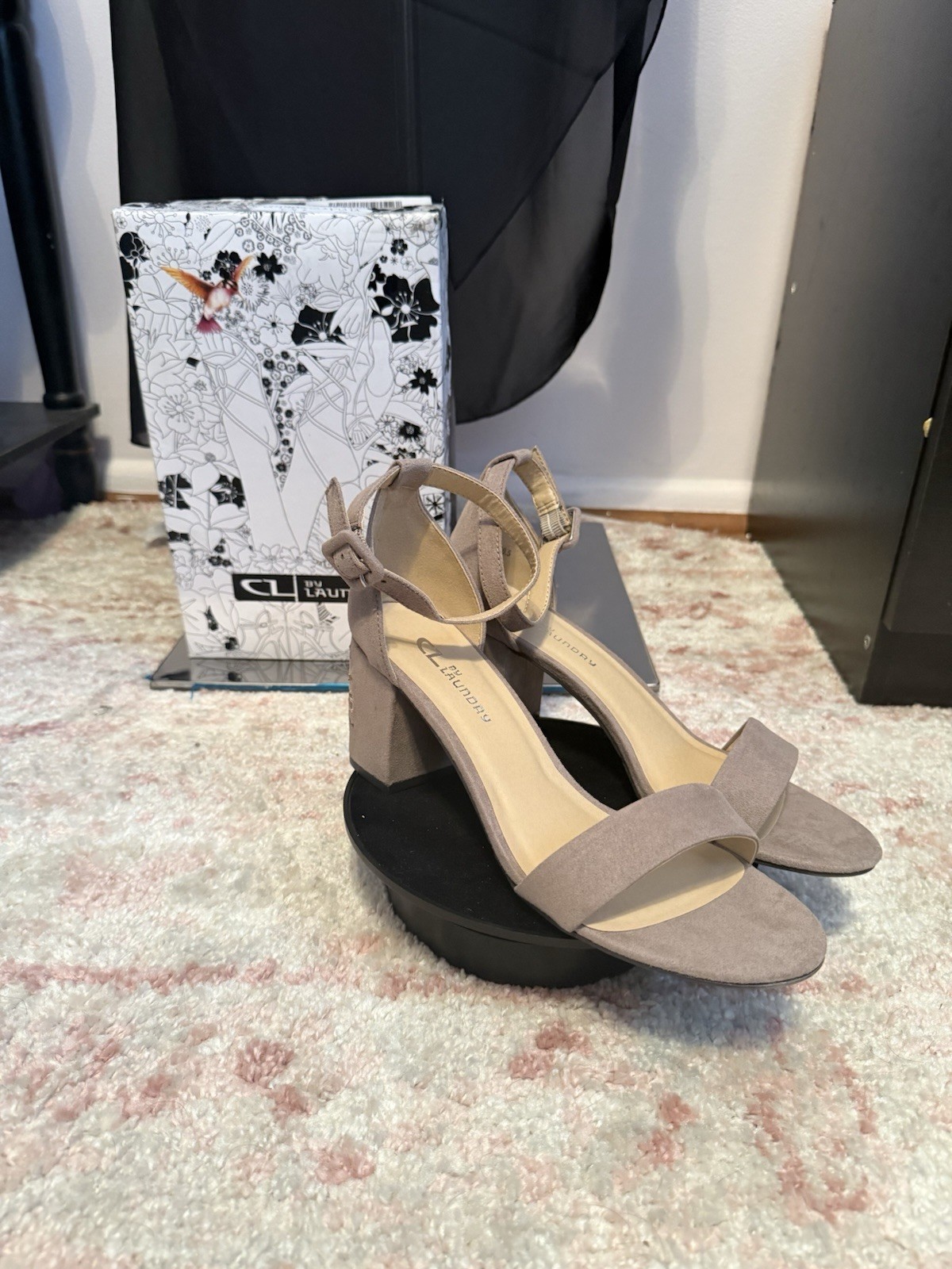 CL by Laundry Taupe Faux Suede Strappy Ankle Strap Buckle Sandals 9.5 Women