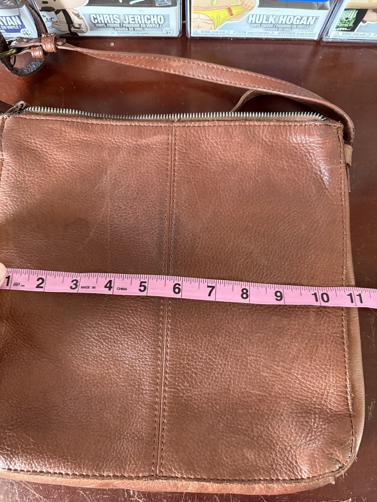American Leather Co Top Zip Soft Crossbody Bag – Brown – Good