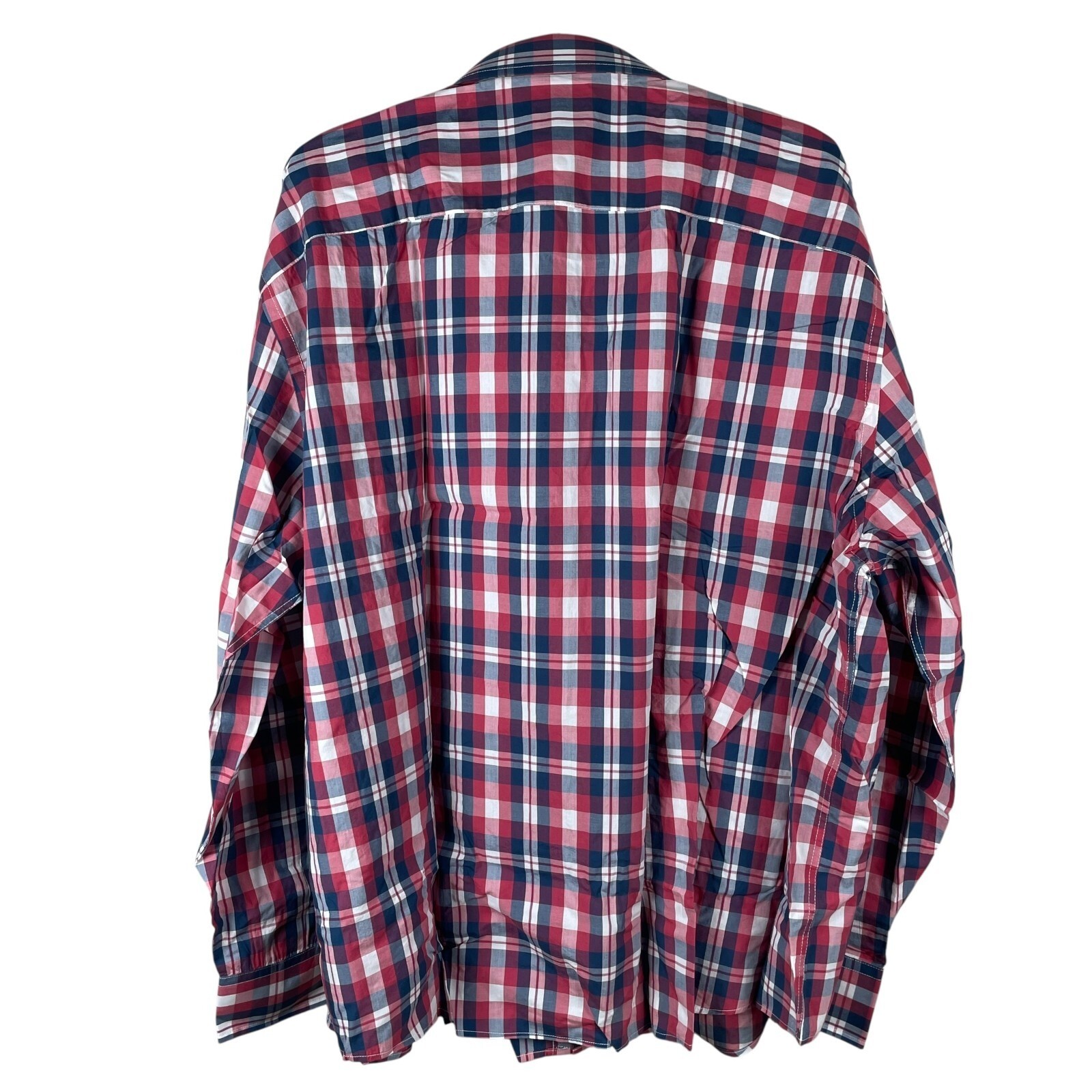 UNTUCKit Navarro Button Up Shirt Mens 3XLC Reg Red Blue Plaid Cotton Blend NEW