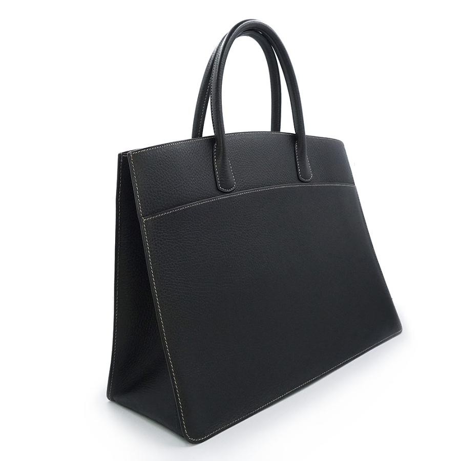 Hermes Bag White Bus GM 40 Handbag Black Fjord Leather W15.7xH11.6in B Stamp 99