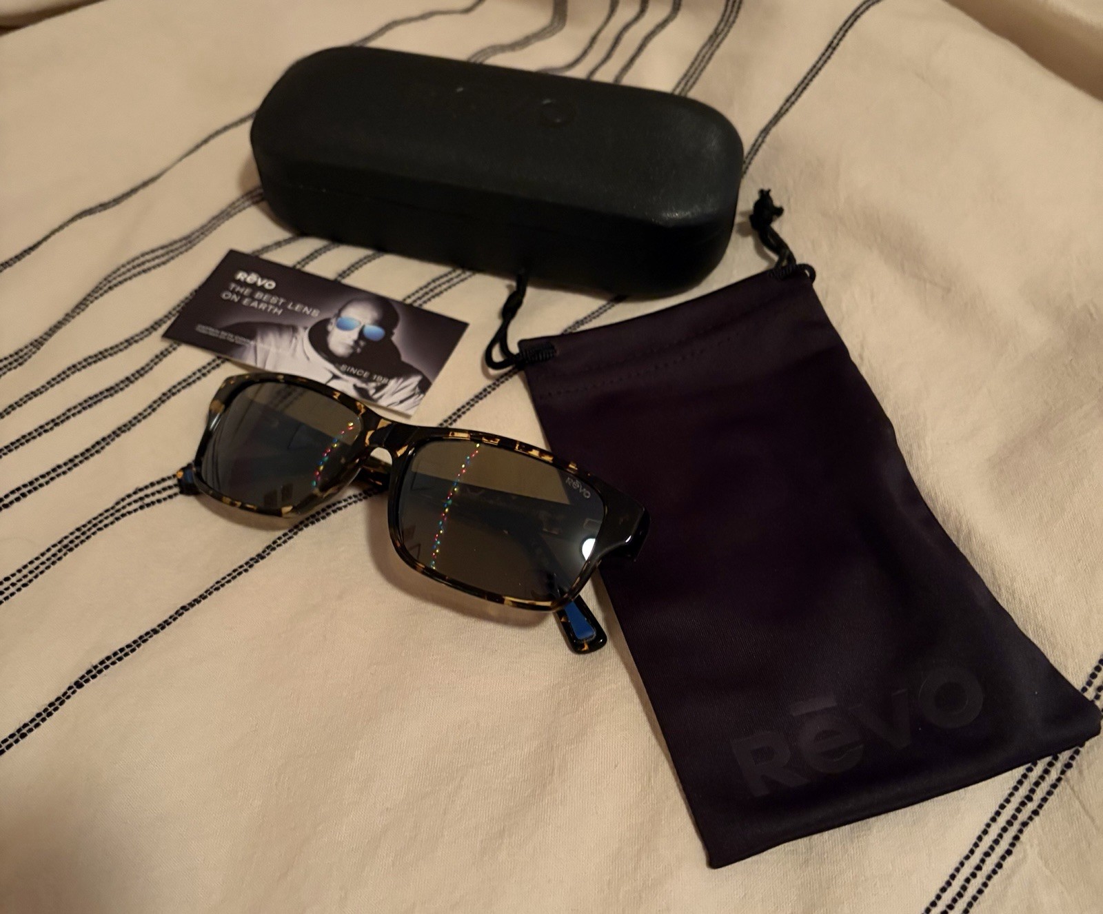 RĒVO Finley Polarized Rectangle Sunglasses Tortoise Shell Brown Lens