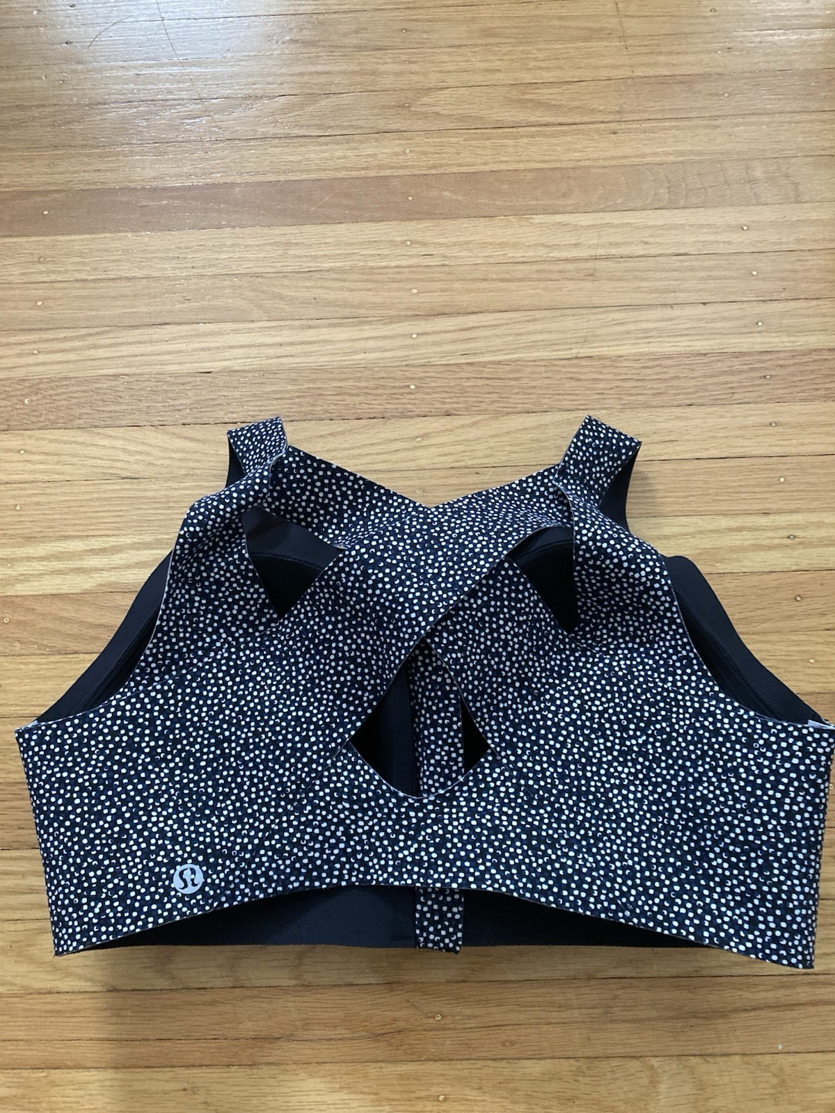 Lululemon Enlite Sports Bra Womens 36D Black polka High Support Running frontzip